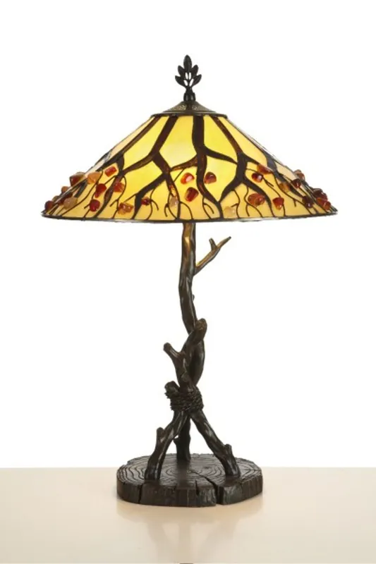 Handgefertigte Tiffany Hockerleuchte Tischleuchte Höhe 64 cm, Durchmesser 40 cm - Leuchte Lampe Versand Am Gleichen Tag