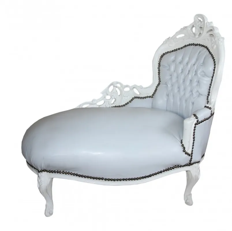 Barock Kinder Chaiselongue Weiß/ Weiß - Recamiere Barock Möbel Neue Ware