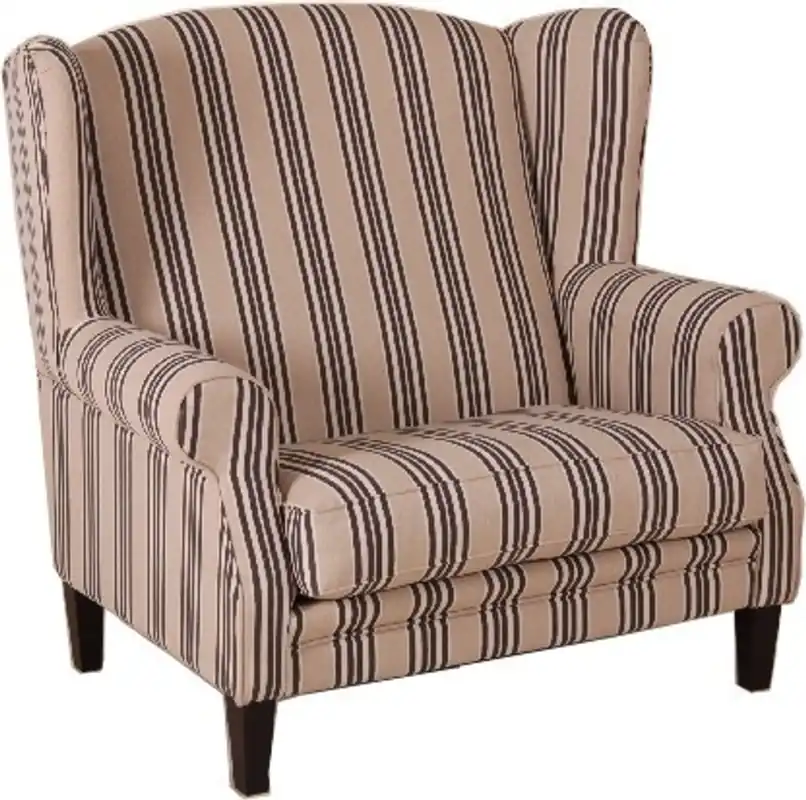 Casa Padrino Luxus Ohrensessel 1 1/2 Sitzer Creme Streifen - Sessel Möbel Hotel & Lounge Einrichtung Abverkauf