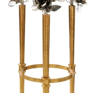 Angebot Casa Padrino Luxus Jugendstil Beistelltisch Gold Ø 46 x H. 70 cm - Runder Tisch mit Glasplatte dekorativen Rosen und Swarovski Kristallglas - Barock & Jugendstil Wohnzimmer Möbel