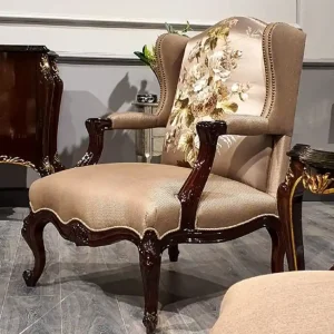 Zertifiziert Casa Padrino Luxus Barock Ohrensessel Braun / Mehrfarbig / Dunkelbraun - Prunkvoller Wohnzimmer Sessel mit elegantem Muster - Barock Möbel