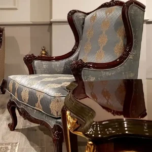 Super-Preis Casa Padrino Luxus Barock Ohrensessel Silber / Beige / Dunkelbraun - Prunkvoller Wohnzimmer Sessel mit elegantem Muster - Barock Möbel