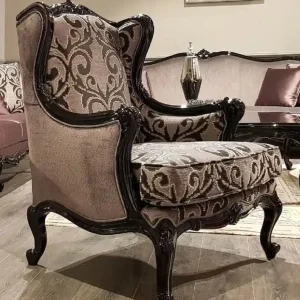 Neue Kollektion Casa Padrino Luxus Barock Ohrensessel Rosa / Schwarz - Prunkvoller Wohnzimmer Sessel mit elegantem Muster - Wohnzimmer Möbel im Barockstil
