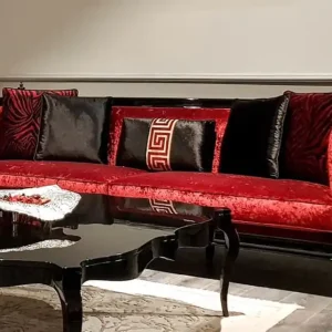 Billig Casa Padrino Luxus Barock Sofa Rot / Schwarz - Handgefertigtes Wohnzimmer Sofa im Barockstil - Edle Barock Wohnzimmer Möbel