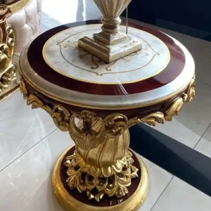 Casa Padrino Luxus Barock Beistelltisch Weiß / Braun / Gold - Runder Massivholz Tisch im Barockstil - Handgefertigte Barock Wohnzimmer Möbel - Edel & Prunkvoll Sofort Bestellen
