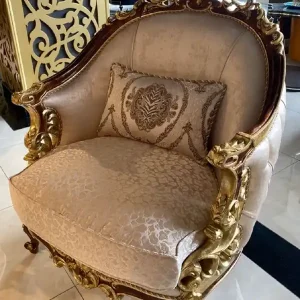 Casa Padrino Luxus Barock Sessel Silber / Braun / Gold - Prunkvoller Barockstil Wohnzimmer Sessel - Barock Möbel Bestpreis