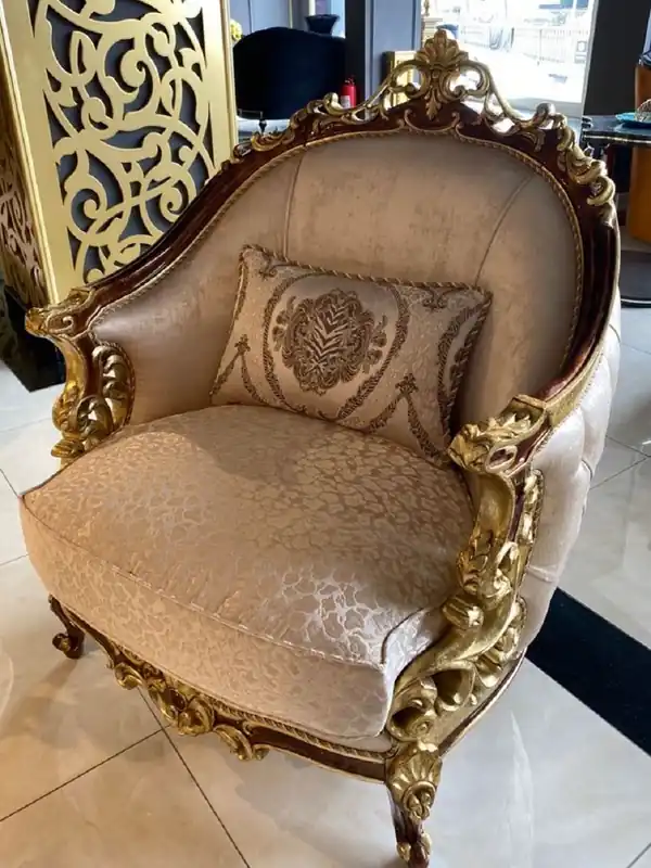 Casa Padrino Luxus Barock Sessel Silber / Braun / Gold - Prunkvoller Barockstil Wohnzimmer Sessel - Barock Möbel Bestpreis