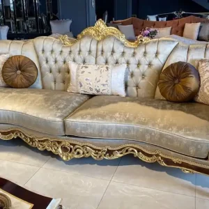 Abverkauf Casa Padrino Luxus Barock Sofa Silber / Braun / Gold - Prunkvolles Barockstil Wohnzimmer Sofa - Barock Wohnzimmer Möbel