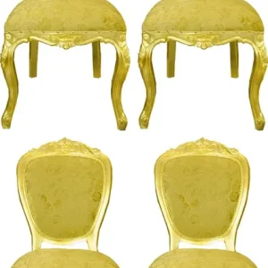 Begrenztes Angebot Pompöös by Casa Padrino Luxus Barock Esszimmerstühle Gold Bouquet Muster / Gold - Pompööse Barock Stühle designed by Harald Glööckler - 4 Esszimmerstühle - Barock Esszimmer Möbel