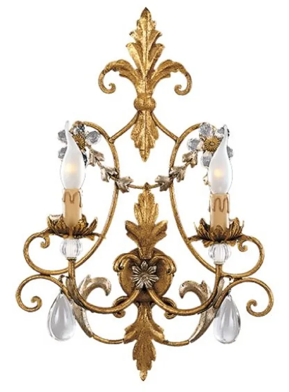 Casa Padrino Luxus Barock Kristall Wandleuchte Antik Gold 39 x 15 x H. 55 cm - Elegante Metall Wandlampe mit edlem Böhmischem Glas - Barock Leuchten Nur Für Kurze Zeit