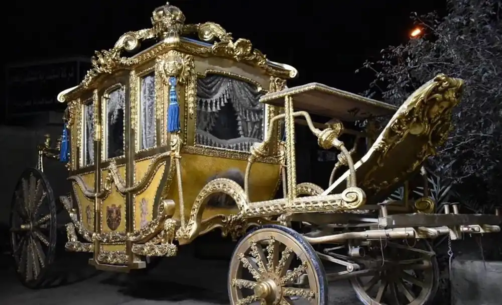 Billig Casa Padrino Luxus Barock Königskutsche Gold / Blau / Grau - Prunkvolle Pferde Kutsche im Barockstil - Luxus Qualität - Edel & Prunkvoll