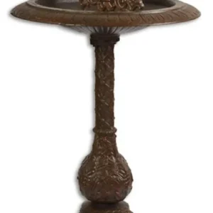 Sonderaktion Casa Padrino Jugendstil Vogelbad mit 2 dekorativen Vögelchen Braun H. 77,5 cm - Gusseisen Vogeltränke - Garten & Terrassen Deko Accessoires
