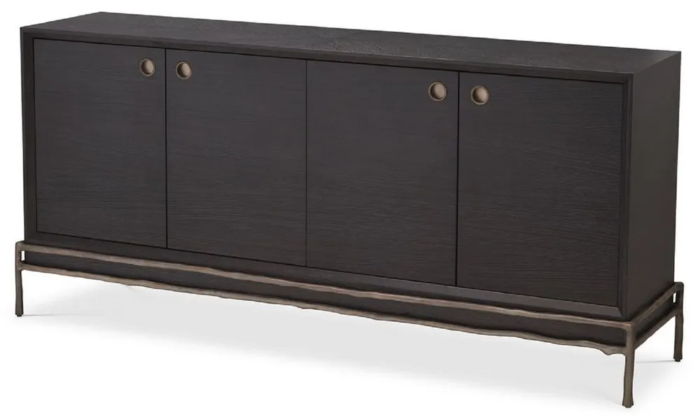 Markenware Casa Padrino Luxus Sideboard Anthrazitgrau / Bronzefarben 180 x 45 x H. 82 cm - Wohnzimmer Möbel - Hotel Möbel - Luxus Kollektion