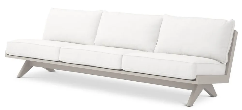 Casa Padrino Luxus Gartensofa Weiß / Sandfarben 230 x 88 x H. 76 cm - Wetterbeständiges Garten Terrassen Sofa - Hotel Möbel - Luxus Qualität Online Kaufen
