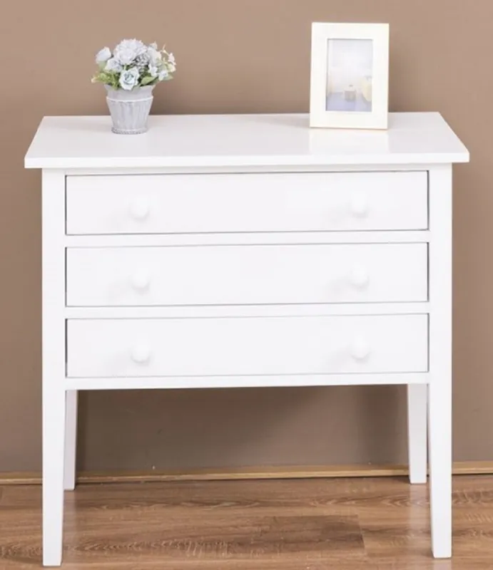 Angebot Casa Padrino Landhausstil Massivholz Kommode mit 3 Schubladen Weiß 80 x 41 x H. 75 cm - Landhausstil Möbel