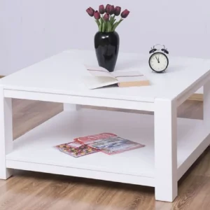 Casa Padrino Landhausstil Couchtisch Weiß 90 x 90 x H. 45 cm - Massivholz Wohnzimmertisch - Möbel im Landhausstil Garantierte Lieferung