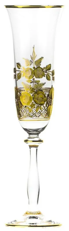 Casa Padrino Luxus Barock Champagnerglas Gold Ø 7 x H. 24,5 cm - Handgefertigtes und handgraviertes Champagnerglas - Hotel & Restaurant Accessoires - Luxus Qualität Bestpreis