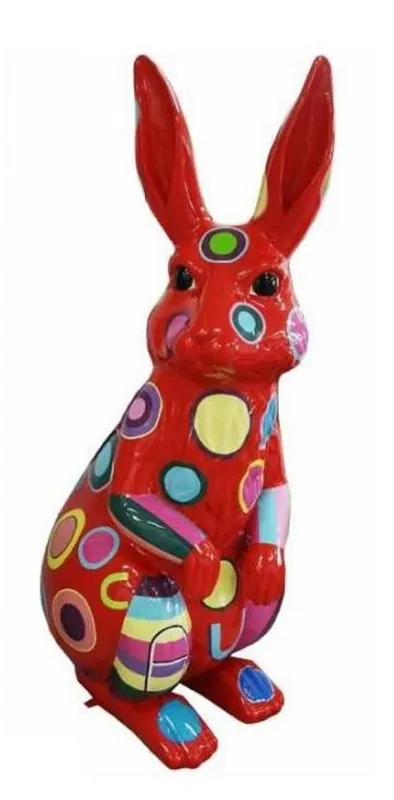 Casa Padrino Designer Deko Skulptur Hase H. 110 cm - Wohnzimmer Deko Skulptur - Gartendeko Skulptur - Wetterbeständige Tierfigur XXL Gartenskulptur Zertifiziert