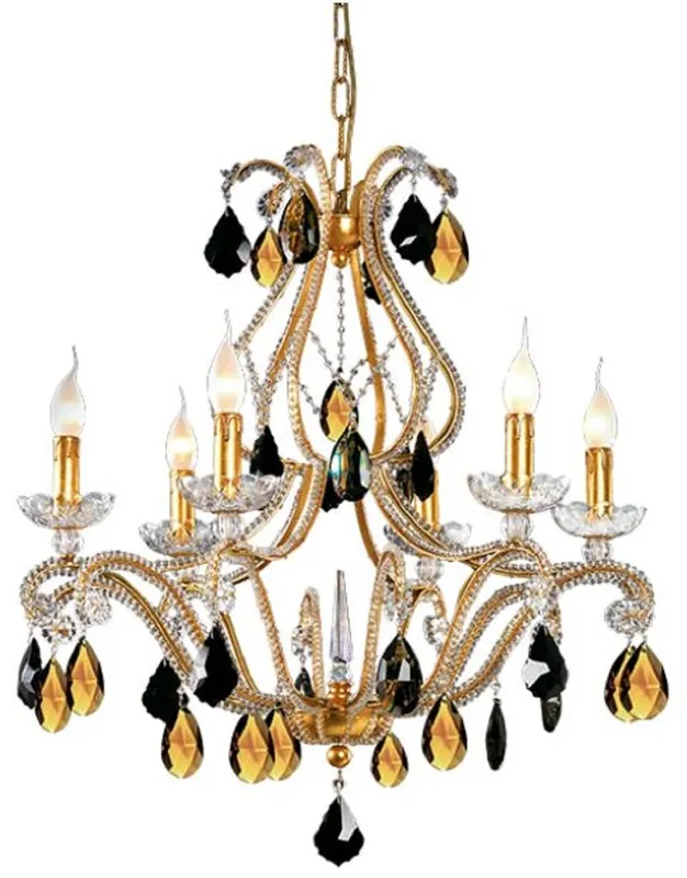Casa Padrino Luxus Barock Kristall Kronleuchter Gold / Schwarz Ø 65 x H. 68 cm - Prunkvoller Kronleuchter mit Böhmischem Kristallglas - Luxus Qualität Mega-Angebot
