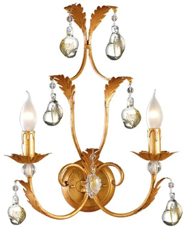 Casa Padrino Luxus Barock Kristall Wandleuchte Antik Gold 37 x 14 x H. 47 cm - Elegante Metall Wandlampe mit edlem Murano Glas - Barock Leuchten Preis Gesenkt