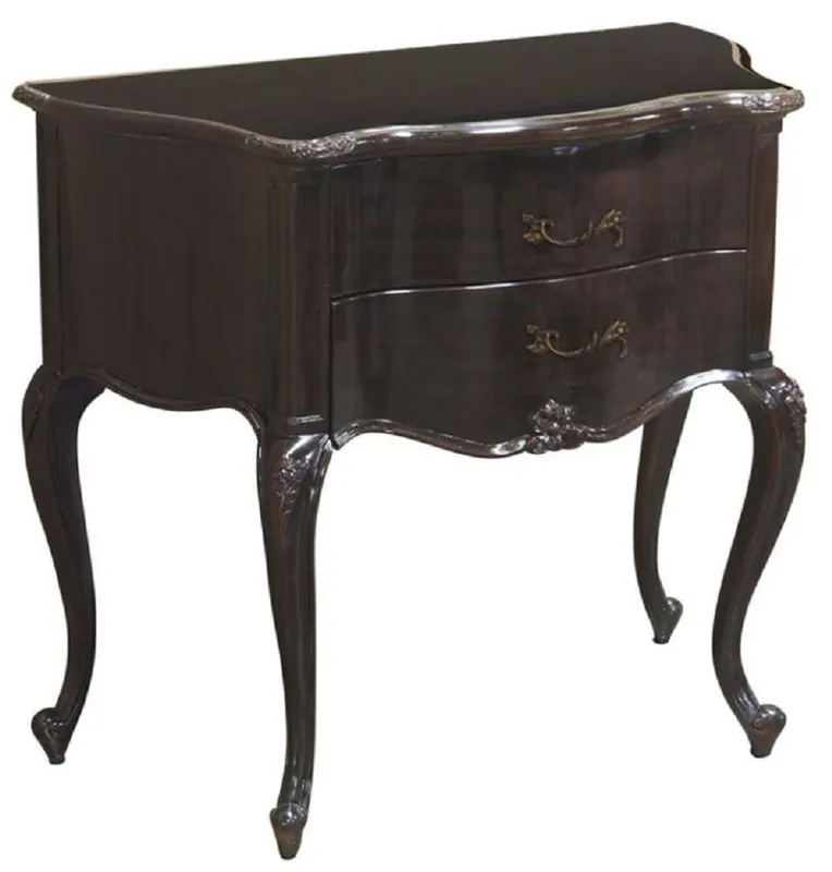 Casa Padrino Luxus Barock Nachtkommode Schwarz - Handgefertigter Massivholz Nachttisch mit 2 Schubladen - Barock Schlafzimmer Möbel Preisreduziert