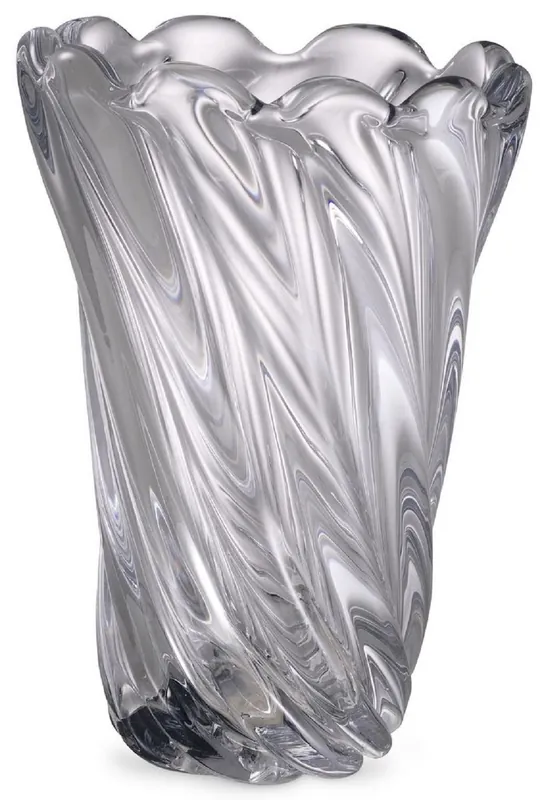 Neuheit Casa Padrino Luxus Deko Glas Vase Ø 20,5 x H. 29 cm - Mundgeblasene Blumenvase - Luxus Deko Accessoires