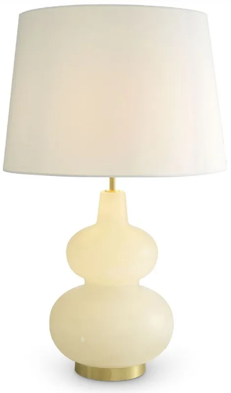 Neuheit Casa Padrino Luxus Tischleuchte Alabaster / Antik Messingfarben / Weiß Ø 14 x H. 73 cm - Moderne Alabaster Schreibtschleuchte mit Lampenschirm - Luxus Kollektion
