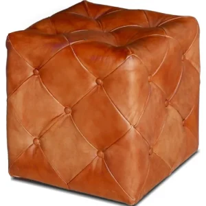 Casa Padrino Luxus Chesterfield Leder Hocker 40 x 40 x H. 45 cm - Verschiedene Farben - Echtleder Fußhocker - Chesterfield Wohnzimmer Möbel Knallerangebot