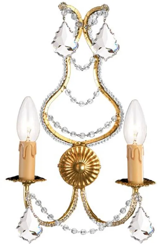 Super-Preis Casa Padrino Luxus Barock Kristall Wandleuchte Gold 24 x 12 x H. 40 cm - Elegante Metall Wandlampe mit edlem Böhmischem Glas - Barock Leuchten