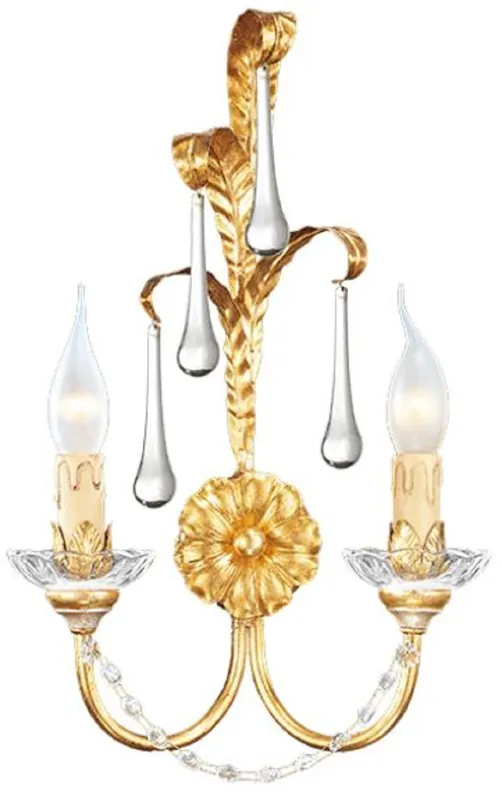 Casa Padrino Luxus Barock Wandleuchte Gold 28 x 12 x H. 42 cm - Elegante Metall Wandlampe mit edlem Murano Glas - Barock Leuchten Top-Angebot