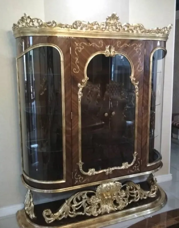Angebot Casa Padrino Luxus Barock Vitrine Braun / Antik Gold - Prunkvoller Massivholz Vitrinenschrank mit 2 Türen - Handgefertigte Barock Möbel