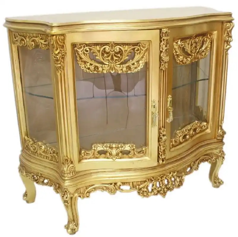 Ausverkauf Casa Padrino Barock Sideboard Gold - Handgefertigter Massivholz Schrank mit 2 Türen - Barock Wohnzimmer Möbel