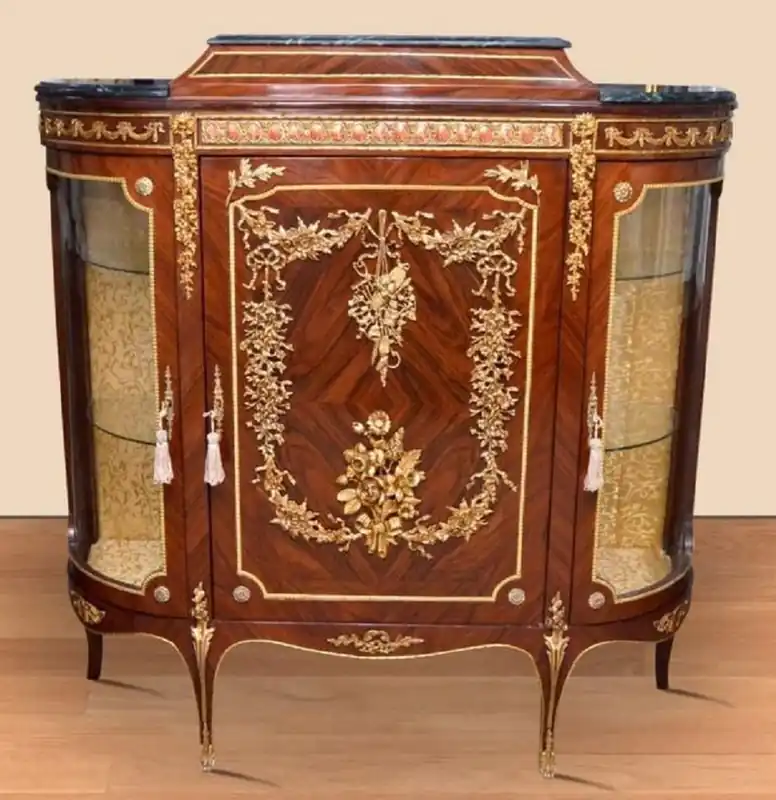 Super-Preis Casa Padrino Barock Sideboard Braun / Gold / Schwarz - Handgefertigter Massivholz Schrank mit 3 Türen und Marmorplatten - Barock Wohnzimmer Möbel