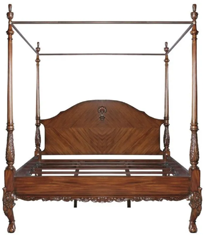 Begrenztes Angebot Casa Padrino Luxus Barock Doppelbett Dunkelbraun - Handgefertigtes Massivholz Bett - Schlafzimmer Möbel im Barockstil - Edel & Prunkvoll