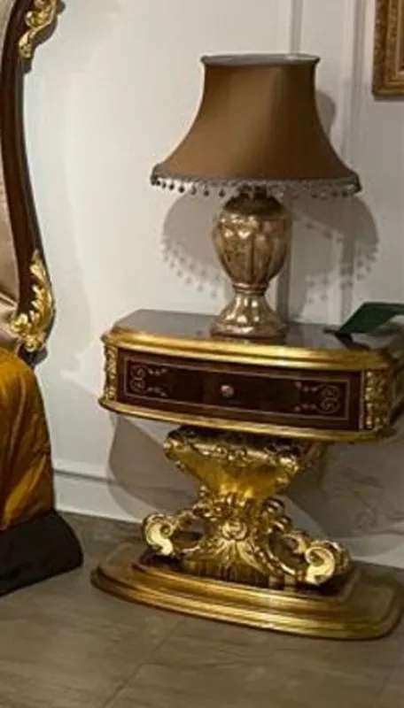 Casa Padrino Luxus Barock Nachtkommode Dunkelbraun / Gold - Handgefertigter Nachttisch mit Schublade - Hochwertige Barock Schlafzimmer Möbel - Edel & Prunkvoll Solange Der Vorrat Reicht
