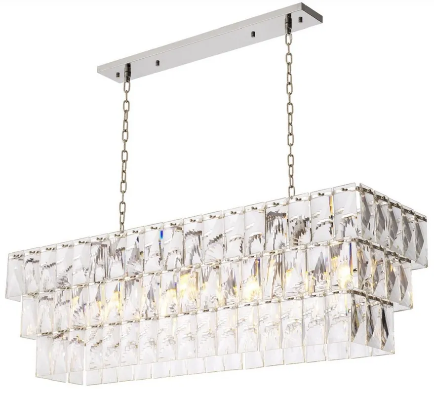 Casa Padrino Luxus Kristall Kronleuchter Silber 140 x 41 x H. 45,5 cm - Luxus Hotel & Restaurant Kronleuchter - Luxus Qualität Heißes Angebot