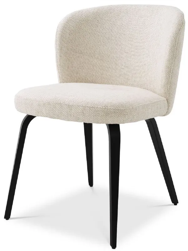 Markenprodukt Casa Padrino Luxus Esszimmerstuhl Naturfarben / Schwarz 57 x 69 x H. 81 cm - Gepolsterter Küchenstuhl im Retro Design - Luxus Retro Esszimmer Möbel