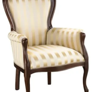 Direktkauf Casa Padrino Luxus Barock Sessel mit Streifen Gold / Dunkelbraun 70 x 74 x H. 104 cm - Gestreifter Wohnzimmer Sessel im Barockstil - Barock Wohnzimmer Möbel