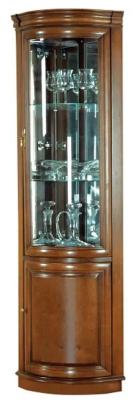 Nur Heute Casa Padrino Luxus Eckvitrine Braun 40 x 45 x H. 212 cm - Massivholz Eckschrank - Wohnzimmerschrank - Luxus Massivholz Wohnzimmer Möbel