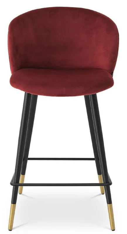 Bestpreis Casa Padrino Luxus Barstuhl Bordeauxrot / Schwarz / Gold 50,5 x 54 x H. 92,5 cm - Luxus Barhocker mit Rückenlehne und edlem Samstoff - Luxus Bar Möbels