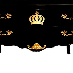 Pompöös by Casa Padrino Barock Kommode mit 2 Schubladen und Glasplatte Schwarz / Gold - Pompööse Barock Kommode designed by Harald Glööckler Sale