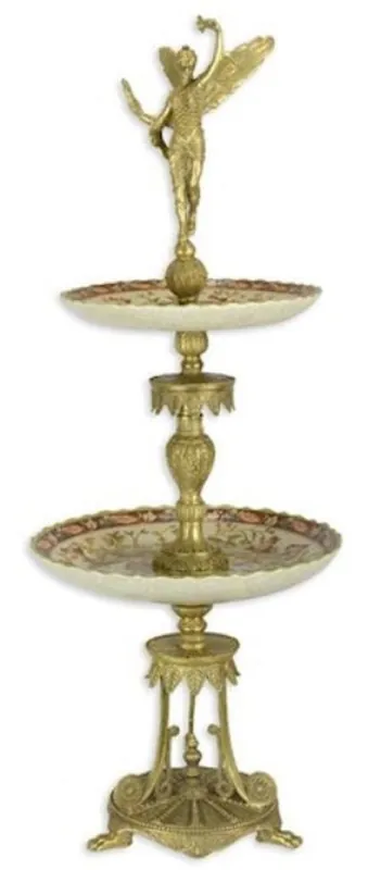 Casa Padrino Jugendstil Etagere Mehrfarbig / Gold Ø 29,2 x H. 76 cm - Prunkvolle Hotel & Restaurant Accessoires Top-Seller