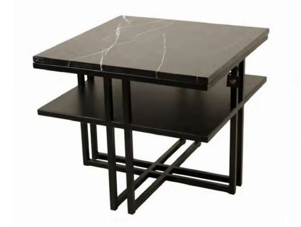 Casa Padrino Luxus Beistelltisch Marmor / Gestell Schwarz 60 x 60 x H. 50 cm - Tisch Marmorplatte - Farbe wählbar Top-Seller