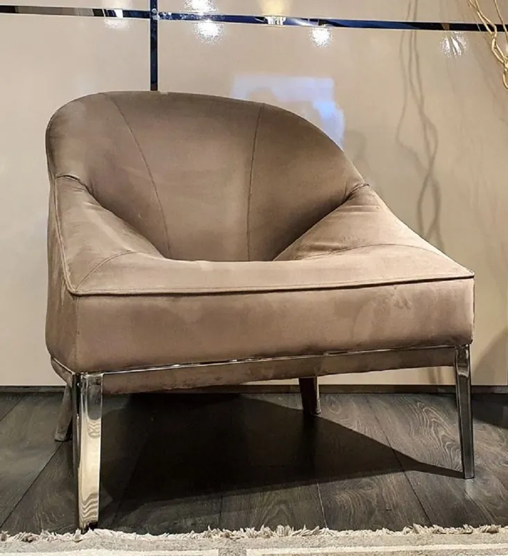 Casa Padrino Luxus Sessel Braun / Silber 85 x 88 x H. 90 cm - Wohnzimmer Sessel - Wohnzimmer Möbel - Luxus Kollektion Schneller Versand