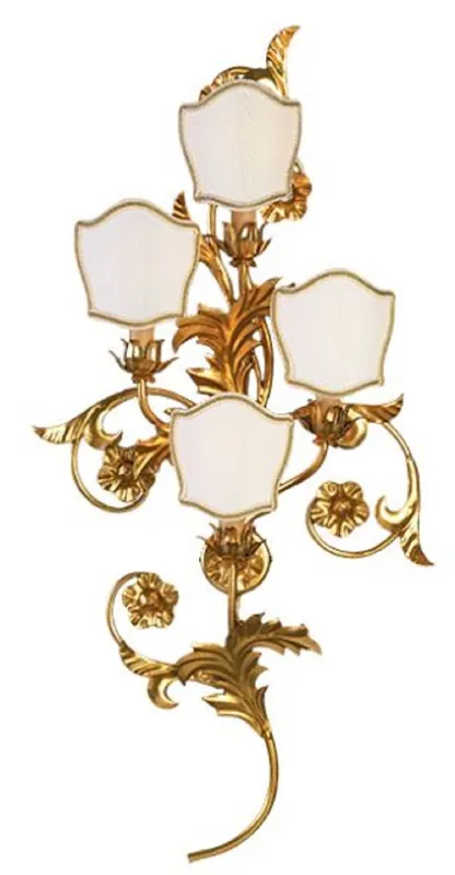 Meistverkauft Casa Padrino Luxus Barock Wandleuchte Gold / Weiß 46 x 14 x H. 92 cm - Handgefertigte Metall Wandlampe mit Lampenschirmen - Barock Wandleuchten