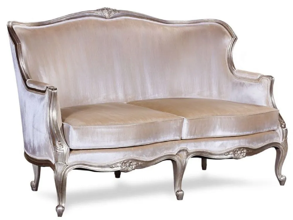 Casa Padrino Luxus Barock Sofa Silber / Antik Silber - Prunkvolles Wohnzimmer Sofa im Barockstil - Barock Wohnzimmer Möbel - Edel & Prunkvoll Versand Am Gleichen Tag