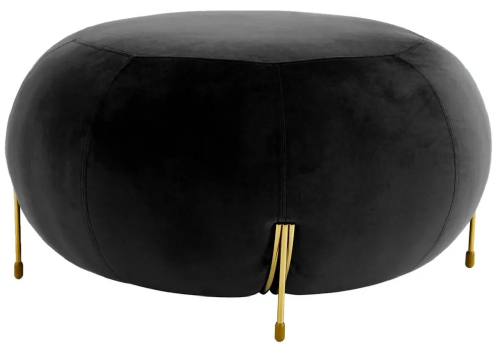 Online Kaufen Casa Padrino Luxus Samt Rundhocker Schwarz / Gold Ø 80 x H. 40 cm - Moderner Runder Sitzhocker - Wohnzimmer Hocker - Moderne Wohnzimmer Möbel