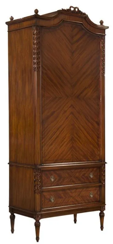 Zertifiziert Casa Padrino Luxus Jugendstil Kleiderschrank Dunkelbraun - Handgefertigter Massivholz Schlafzimmerschrank mit Tür & 2 Schubladen - Barock & Jugendstil Schlafzimmer Möbel