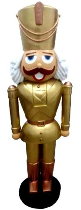 Markenware Casa Padrino Deko XXL Skulptur Nußknacker Gold mit Uniform Lebensgross 180 cm - Weihnachten Weihnachtsdeko Kaufhausdeko