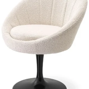 Casa Padrino Luxus Esszimmerstuhl Cremefarben / Schwarz 67 x 57 x H. 78,5 cm - Drehstuhl im 60er Jahre Design - Luxus Esszimmer Möbel Neu Im Sortiment